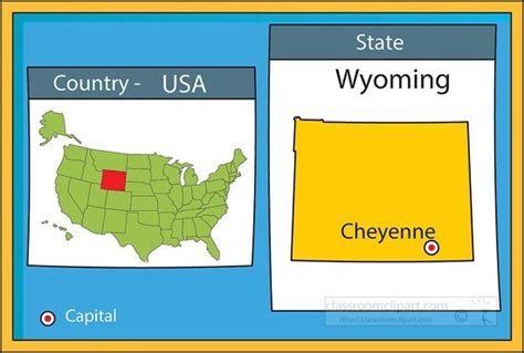 Us State Maps Clipart Cheyenne Wyoming State Us Map With Capital