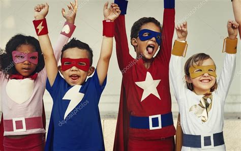 Superhero Kids Playing Outdoor — Stock Photo © Rawpixel 116808476