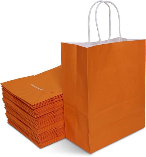 Amazon TOWRAP Orange Gift Bags 50Pcs 10x5x13 Inch Kraft Paper Bags