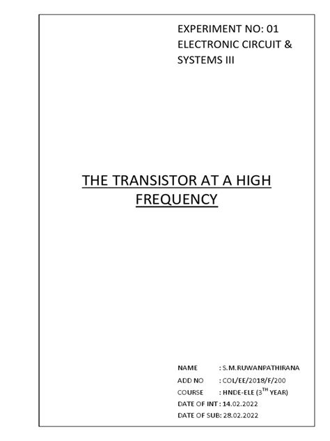 Experiment 1 | PDF | Amplifier | Capacitor