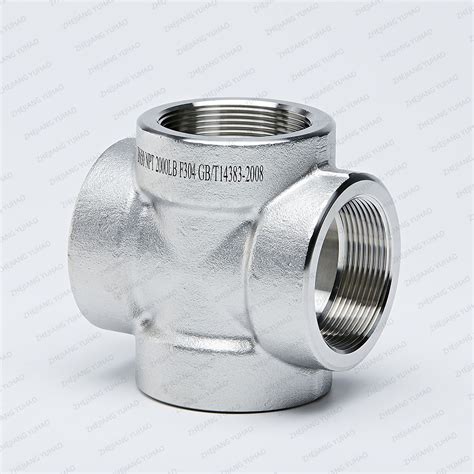 Industrial Stainless Steel 304 316l Pipe Fittings Forged Nptbspt Cross 4 Way Cross China