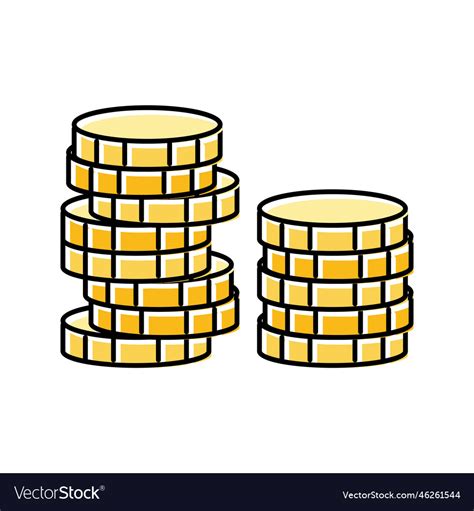 Stack gold coin color icon Royalty Free Vector Image