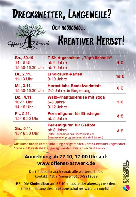 Herbstferienprogramm 2021 Offenes Astwerk E V