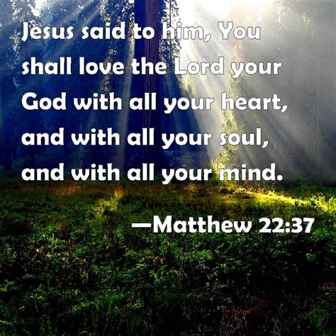 Matthew 22 37 Jesus Said To Him You Shall Love The Lord Your God With