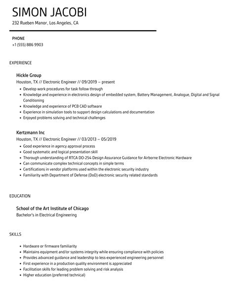 Electronic Engineer Resume Samples Velvet Jobs