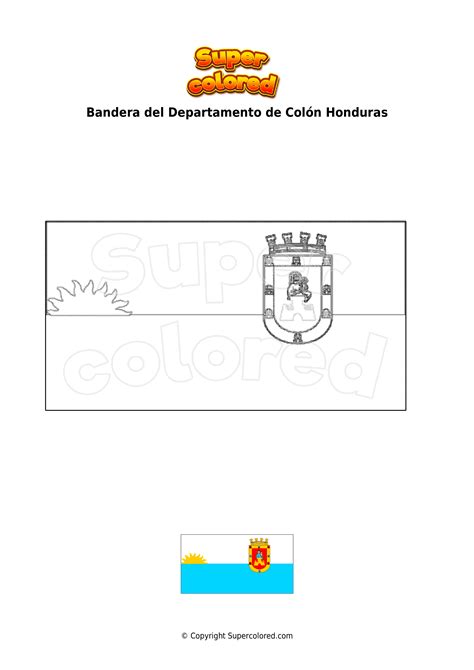 Dibujo para colorear Bandera del Departamento de Colón Honduras