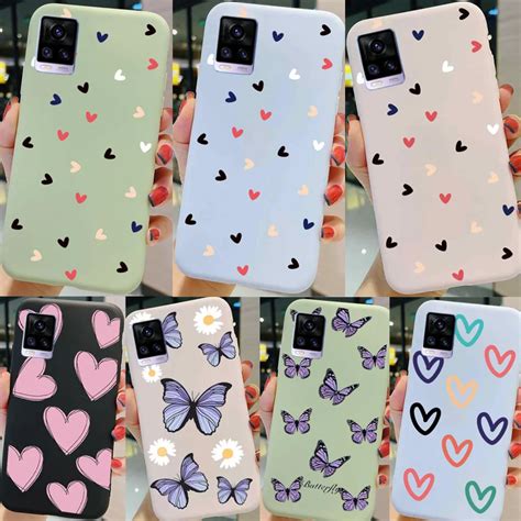 For Coque Vivo V Case Love Heart Bumper Soft Silicone Back Cover