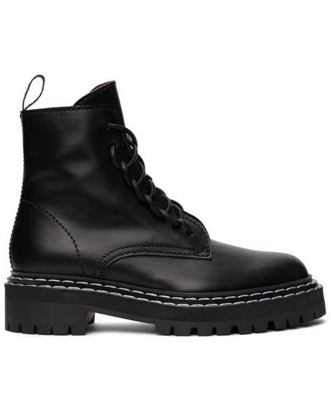 Proenza Schouler Leather Black Lug Sole Combat Boots Lyst