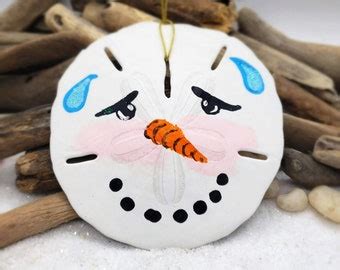 Hand Painted Smiling Snowman Face Handcrafted Florida Sand Etsy