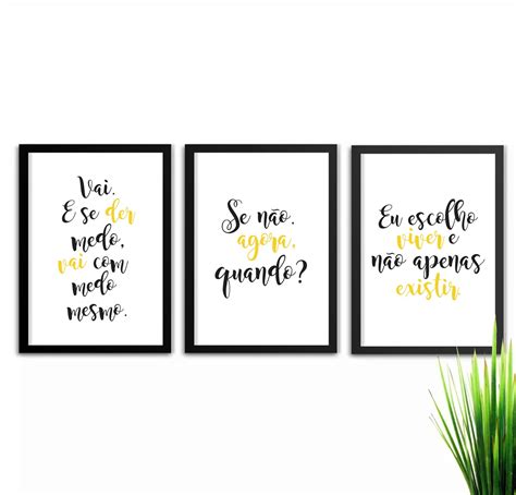 Conjunto Kit Quadros Decorativos Frases Motivacionais Elo