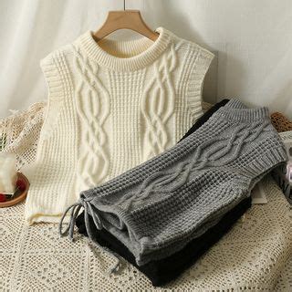 Lemongrass Tie Hem Cable Knit Vest Yesstyle