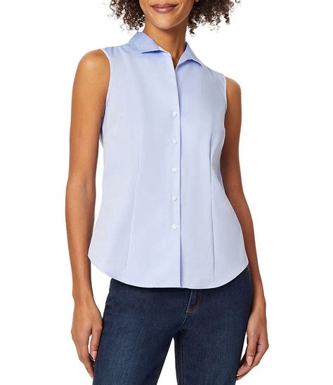 Jones New York Sleeveless Button Front Collared Blouse Dillards