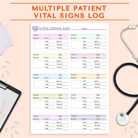 Multiple Patient Vital Signs Log Vitals Patient Vitals Nursing