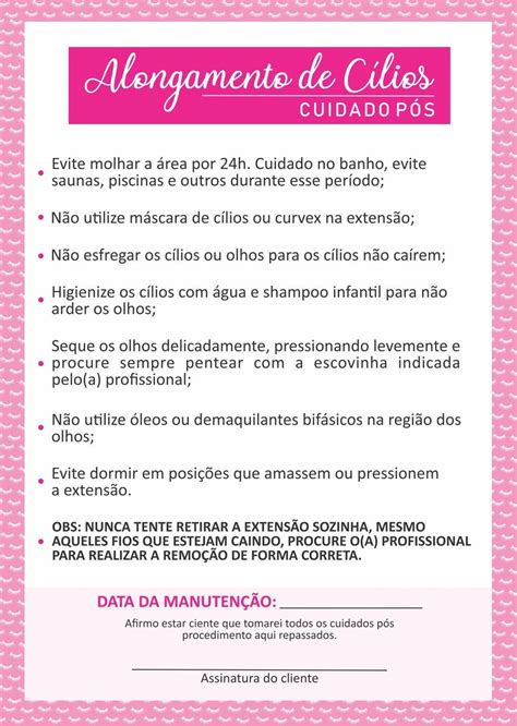 Ficha Anamnese Alongamento De C Lios Cuidados Ao Cliente