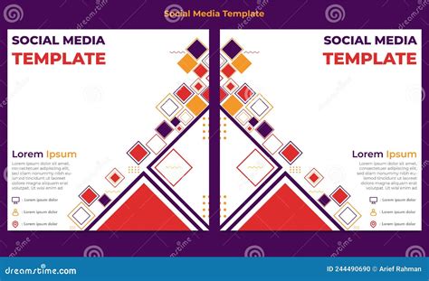 Flat Colorful Abstract Geometric Social Media Post Template Stock