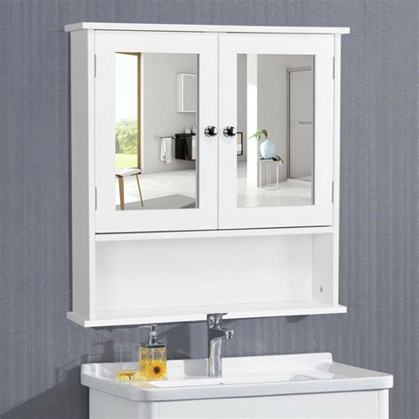 White Bathroom Wall Mount Medicine Cabinet Storage Cabinet with Mirror ...