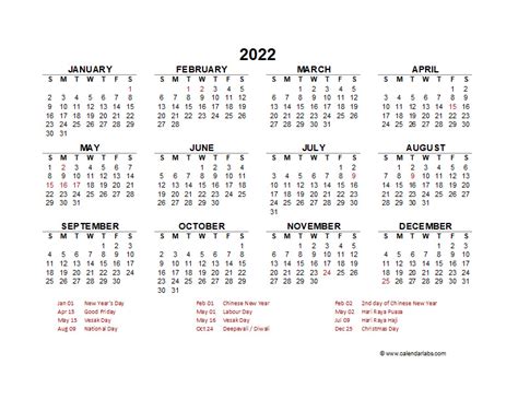 Printable Yearly 2023 Calendar With Holidays Premium Template 2662