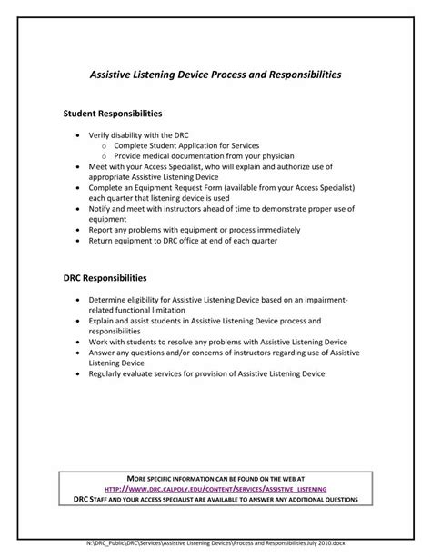 Pdf Assistive Listening Device Process And Responsibilities Pdf