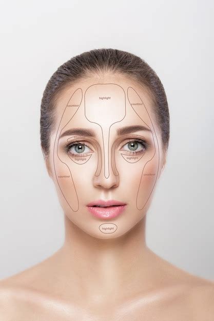 Premium Photo Contouring Make Up Woman Face On Grey Background Contour And Highlight Makeup