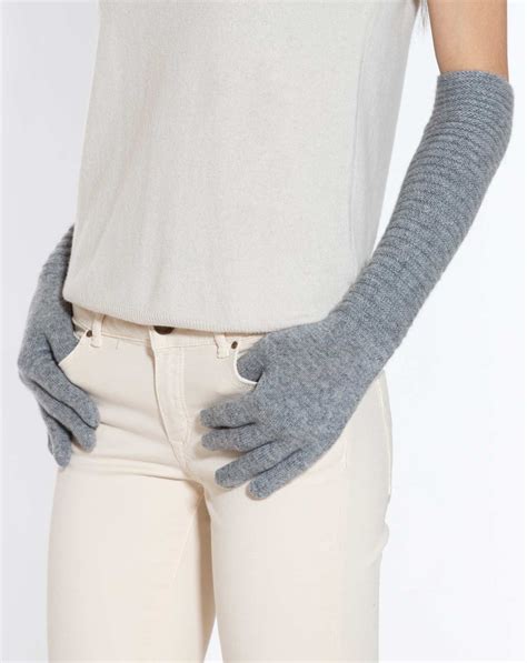 Long Cashmere Ribbed Gloves Maisoncashmere