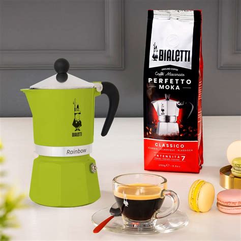 Paniate Bialetti Caffettiera Moka Rainbow Tazze Verde