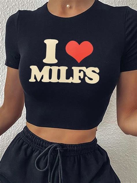 Emmiol Free Shipping 2024 Love Letter Print Short Sleeve Crop Top Black