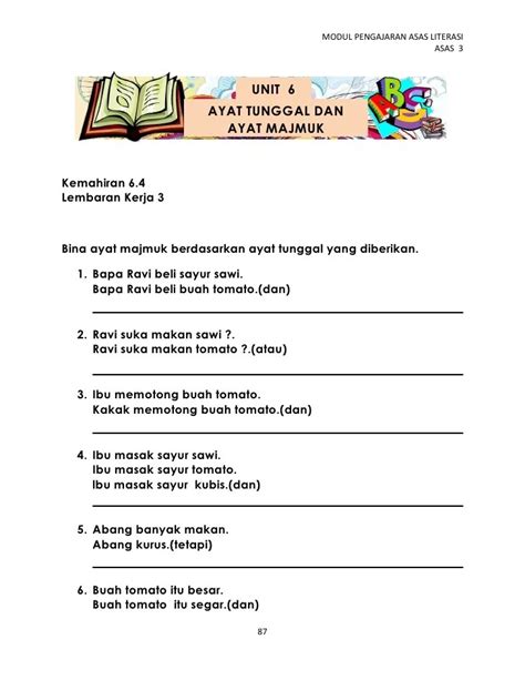 Latihan Ayat Tunggal Dan Majmuk Tahun 3 Imagesee