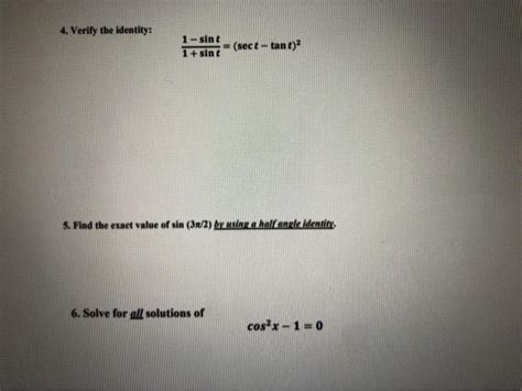 Solved Verify The Identity Sint Sint Sect Tan Chegg