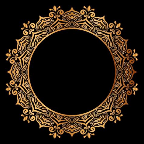 Premium Vector Luxury Golden Circle Frame With Vintage Mandala Gold