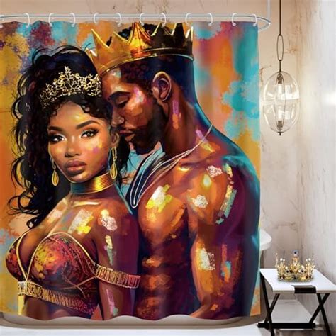 Amazon Hipaopao African Couple Black Girl Theme Fabric Shower