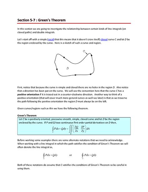 SOLUTION: Green s theorem study materials - Studypool