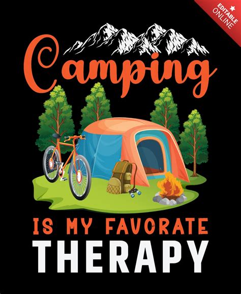 Camping Is My Favorate Therapy T Shirt Design Template Free Design Template