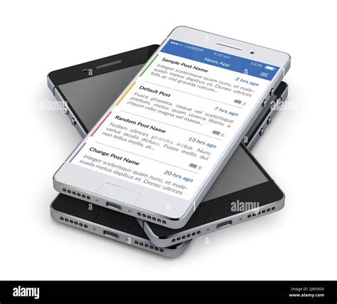 realistic  smartphone stack  news application  screen isolated