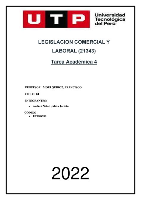 Ta Trabajo Legislacion Comercial Y Laboral Tarea Acad Mica