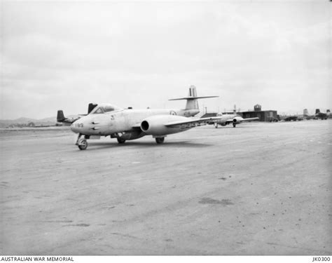 Kimpo South Korea 1952 Two Meteor Jets Of No 77 Squadron Raaf Taxy