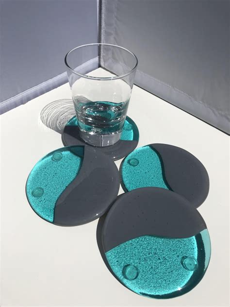 Round fused glass coasters by Keri Baumgardner Glass, Glass Art