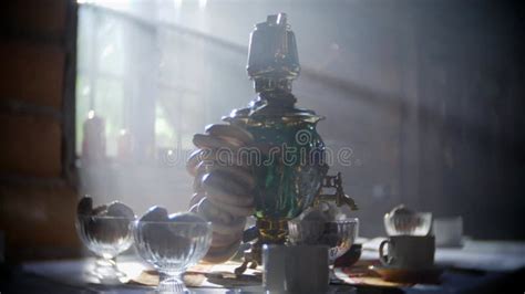 Russian Traditions Of Tea Drinking Russian Samovar On The Table Still