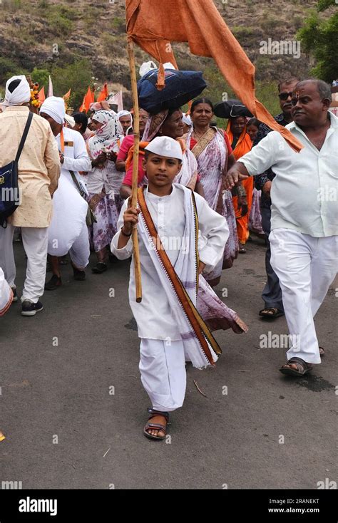 Pune, India 14 July 2023, cheerful Pilgrims at Palkhi, During ...