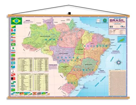 Mapa Do Brasil Mapa Mundi Politico Escolar Geográfico Poster Banner