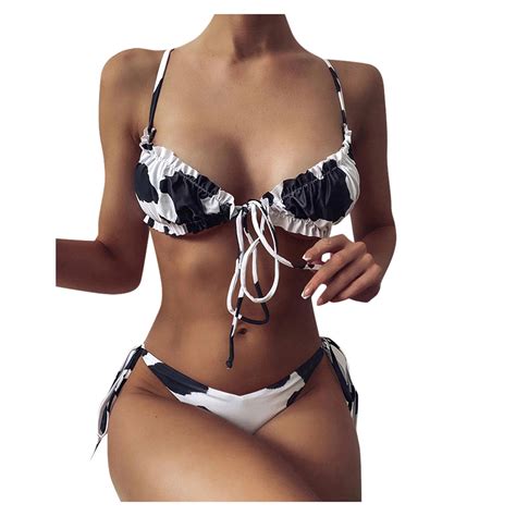 Tosmy Women Bikini Set Womens Bandeau Bandage Bikini Set Push Up