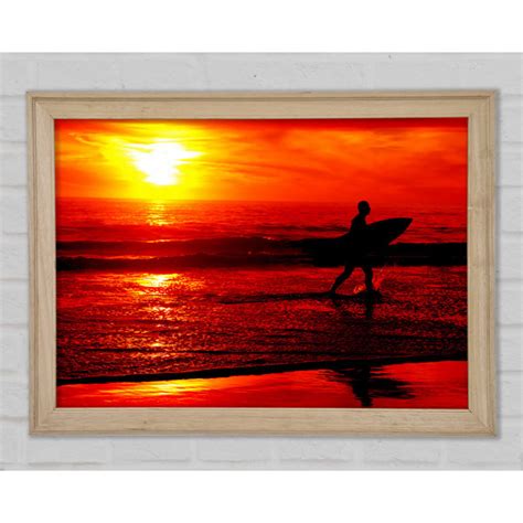 Haus Am Meer Gerahmtes Leinwandbild Surfers Stunning Orange Ocean