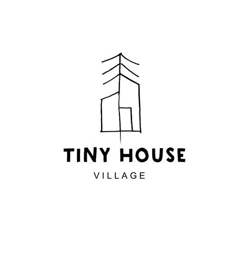 Tiny House Village Logo In Black And White การออกแบบสวน โลโก้ โปสเตอร์กราฟิกดีไซน์