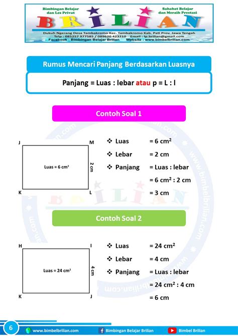 Rumus Cara Mencari Panjang Persegi Panjang Yang Diketahui Luasnya Dan