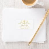 Gold monogram return address labels gold labels | Zazzle