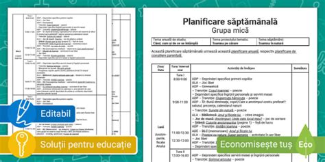 FREE Toamna în natură Model de planificare săptămânală grupa mică