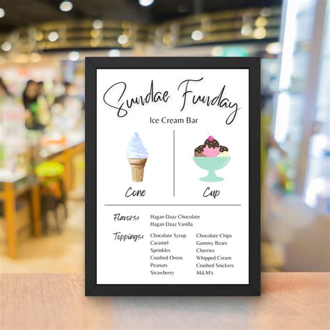 Ice Cream Sundae Menu Minimalist Sundae Funday Wedding Birthday Event