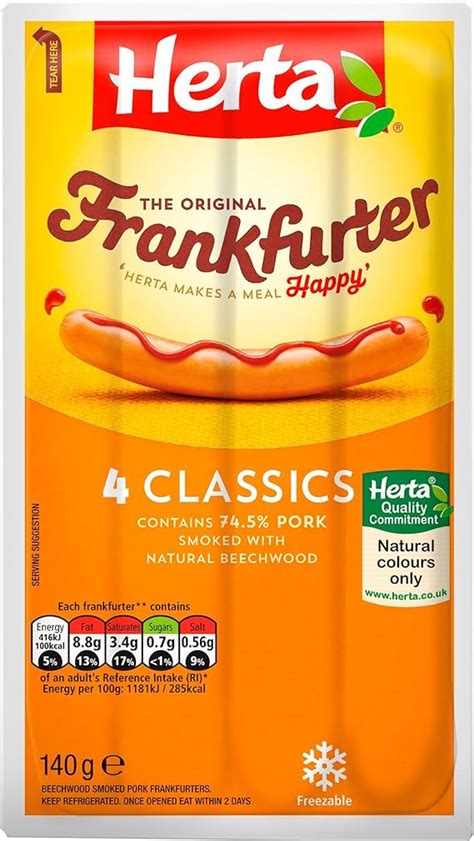 Herta 4 Frankfurters Hot Dogs, 140 g: Amazon.co.uk: Prime Pantry