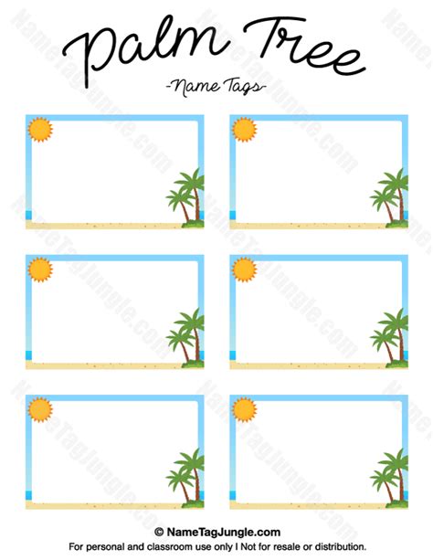 Free Printable Palm Tree Name Tags Template