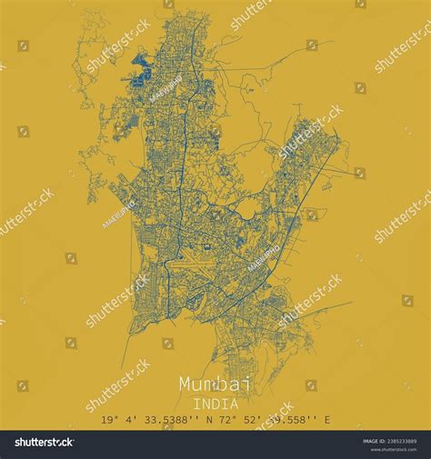 Mumbai City Urban Streets Roads Map Stock Vector (Royalty Free ...