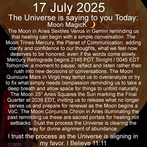 Moon - The Universe is saying to you today I trust the process as